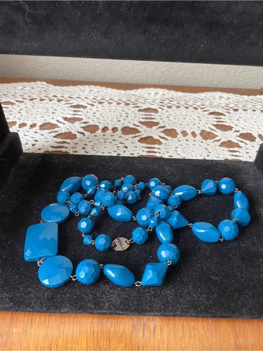Blue Beaded Statement Necklace - Unbranded